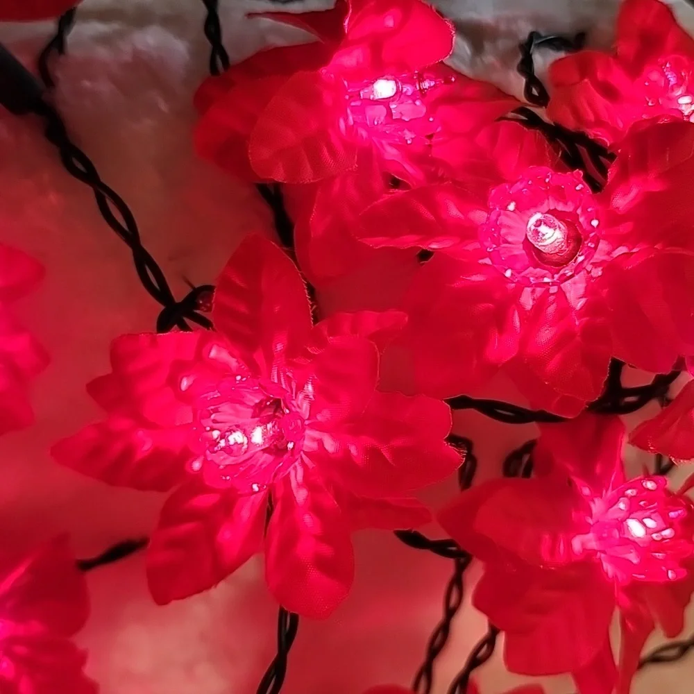 Vintage Silk Poinsettia lights